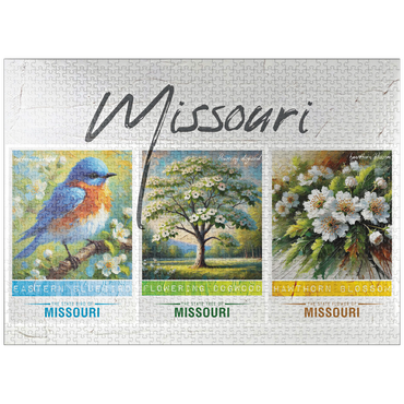 puzzleplate Missouri: Bird, Tree, Flower- State Symbols Collage Series 1000 Jigsaw Puzzle