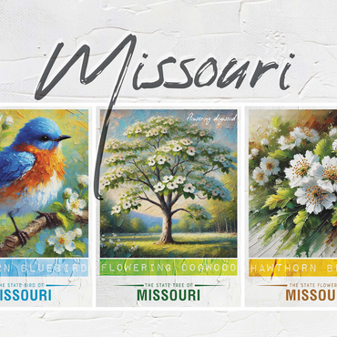Missouri: Bird, Tree, Flower- State Symbols Collage Series 1000 Jigsaw Puzzle 3D Modell