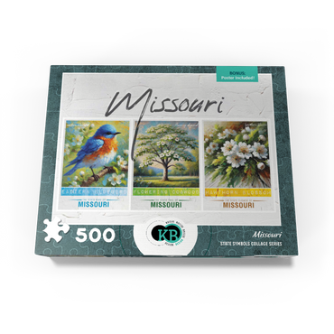 Missouri: Bird, Tree, Flower- State Symbols Collage Series 500 Jigsaw Puzzle box view3
