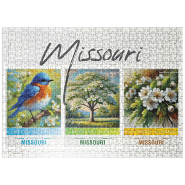puzzleplate Missouri: Bird, Tree, Flower- State Symbols Collage Series 500 Jigsaw Puzzle