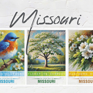 Missouri: Bird, Tree, Flower- State Symbols Collage Series 500 Jigsaw Puzzle 3D Modell