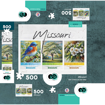 Missouri: Bird, Tree, Flower- State Symbols Collage Series 500 Jigsaw Puzzle box 3D Modell