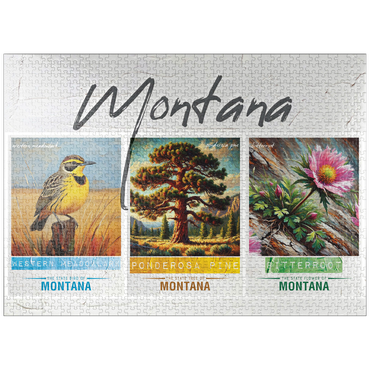 puzzleplate Montana: Bird, Tree, Flower- State Symbols Collage Series 1000 Jigsaw Puzzle