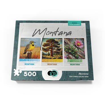 Montana: Bird, Tree, Flower- State Symbols Collage Series 500 Jigsaw Puzzle box view3