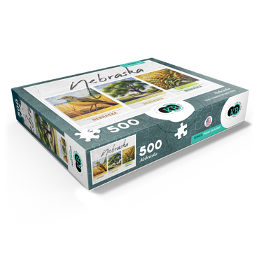 Nebraska: Bird, Tree, Flower- State Symbols Collage Series 500 Jigsaw Puzzle box view1