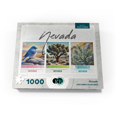 Nevada: Bird, Tree, Flower- State Symbols Collage Series 1000 Jigsaw Puzzle box view3