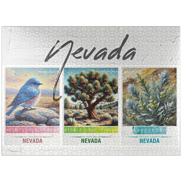 puzzleplate Nevada: Bird, Tree, Flower- State Symbols Collage Series 1000 Jigsaw Puzzle
