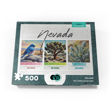 Nevada: Bird, Tree, Flower- State Symbols Collage Series 500 Jigsaw Puzzle box view3