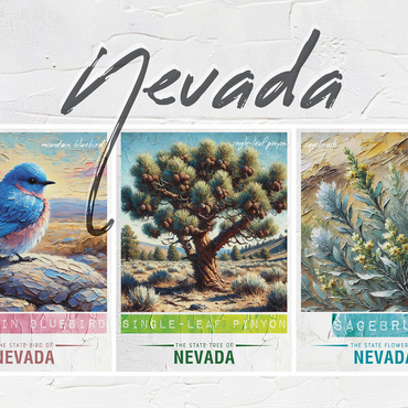Nevada: Bird, Tree, Flower- State Symbols Collage Series 500 Jigsaw Puzzle 3D Modell
