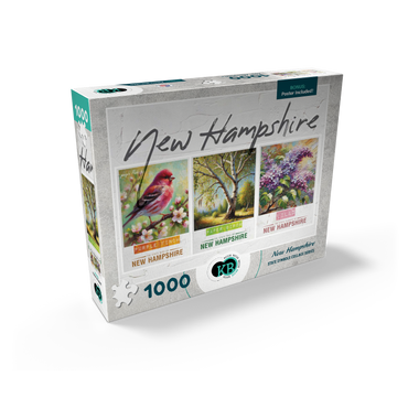New Hampshire: Bird, Tree, Flower- State Symbols Collage Series 1000 Jigsaw Puzzle box view2
