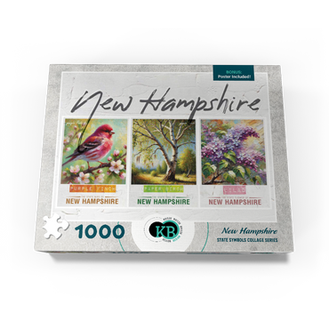 New Hampshire: Bird, Tree, Flower- State Symbols Collage Series 1000 Jigsaw Puzzle box view3
