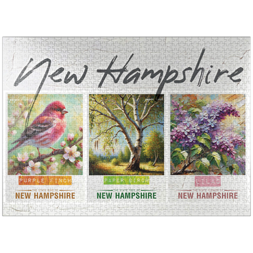 puzzleplate New Hampshire: Bird, Tree, Flower- State Symbols Collage Series 1000 Jigsaw Puzzle