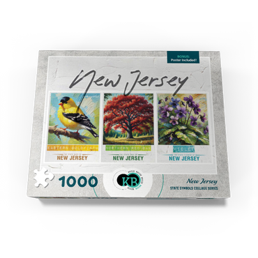 New Jersey: Bird, Tree, Flower- State Symbols Collage Series 1000 Jigsaw Puzzle box view3