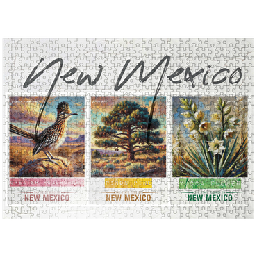 puzzleplate New Mexico: Bird, Tree, Flower- State Symbols Collage Series 500 Jigsaw Puzzle