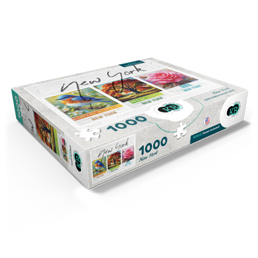 New York: Bird, Tree, Flower- State Symbols Collage Series 1000 Jigsaw Puzzle box view1