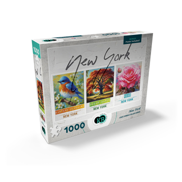 New York: Bird, Tree, Flower- State Symbols Collage Series 1000 Jigsaw Puzzle box view2