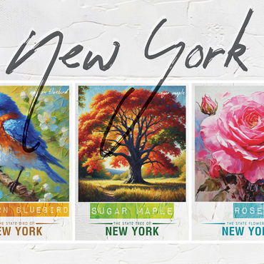 New York: Bird, Tree, Flower- State Symbols Collage Series 1000 Jigsaw Puzzle 3D Modell