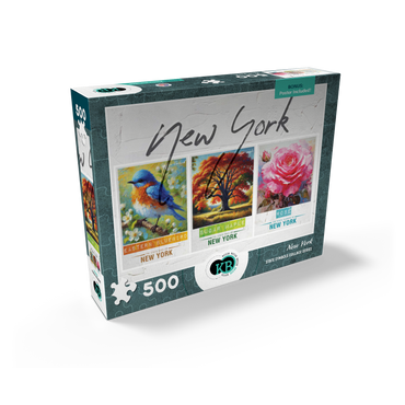 New York: Bird, Tree, Flower- State Symbols Collage Series 500 Jigsaw Puzzle box view2
