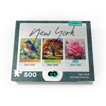 New York: Bird, Tree, Flower- State Symbols Collage Series 500 Jigsaw Puzzle box view3