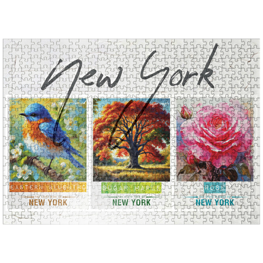 puzzleplate New York: Bird, Tree, Flower- State Symbols Collage Series 500 Jigsaw Puzzle