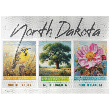 puzzleplate North Dakota: Bird, Tree, Flower- State Symbols Collage Series 1000 Jigsaw Puzzle