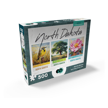 North Dakota: Bird, Tree, Flower- State Symbols Collage Series 500 Jigsaw Puzzle box view2