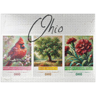 puzzleplate Ohio: Bird, Tree, Flower- State Symbols Collage Series 1000 Jigsaw Puzzle