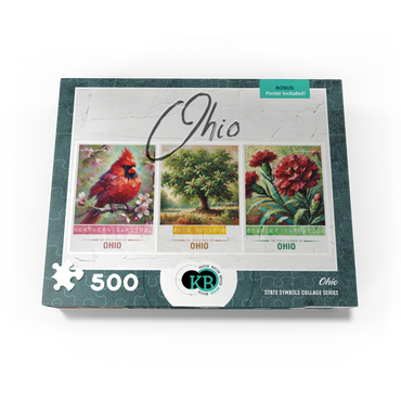 Ohio: Bird, Tree, Flower- State Symbols Collage Series 500 Jigsaw Puzzle box view3