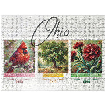 puzzleplate Ohio: Bird, Tree, Flower- State Symbols Collage Series 500 Jigsaw Puzzle