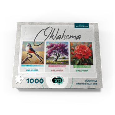 Oklahoma: Bird, Tree, Flower- State Symbols Collage Series 1000 Jigsaw Puzzle box view3