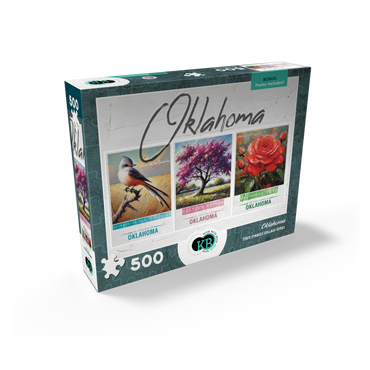 Oklahoma: Bird, Tree, Flower- State Symbols Collage Series 500 Jigsaw Puzzle box view2