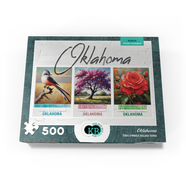 Oklahoma: Bird, Tree, Flower- State Symbols Collage Series 500 Jigsaw Puzzle box view3