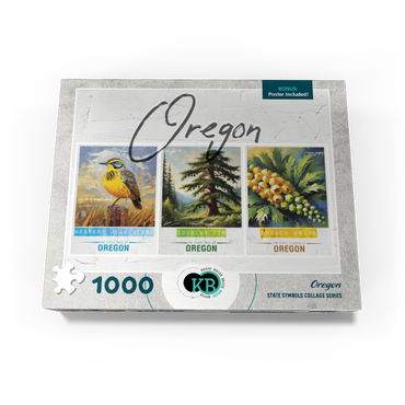 Oregon: Bird, Tree, Flower- State Symbols Collage Series 1000 Jigsaw Puzzle box view3