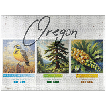 puzzleplate Oregon: Bird, Tree, Flower- State Symbols Collage Series 1000 Jigsaw Puzzle