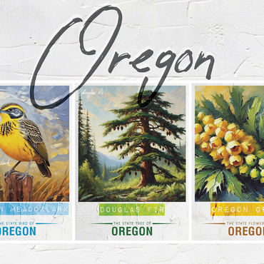 Oregon: Bird, Tree, Flower- State Symbols Collage Series 500 Jigsaw Puzzle 3D Modell