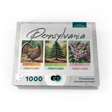 Pennsylvania: Bird, Tree, Flower- State Symbols Collage Series 1000 Jigsaw Puzzle box view3