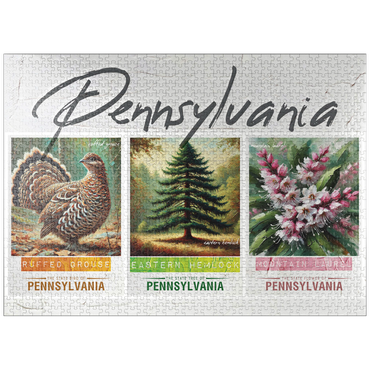 puzzleplate Pennsylvania: Bird, Tree, Flower- State Symbols Collage Series 1000 Jigsaw Puzzle