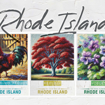 Rhode Island: Bird, Tree, Flower- State Symbols Collage Series 1000 Jigsaw Puzzle 3D Modell