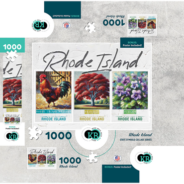 Rhode Island: Bird, Tree, Flower- State Symbols Collage Series 1000 Jigsaw Puzzle box 3D Modell
