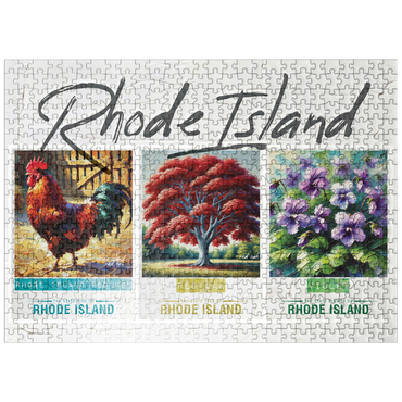 puzzleplate Rhode Island: Bird, Tree, Flower- State Symbols Collage Series 500 Jigsaw Puzzle