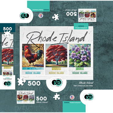 Rhode Island: Bird, Tree, Flower- State Symbols Collage Series 500 Jigsaw Puzzle box 3D Modell