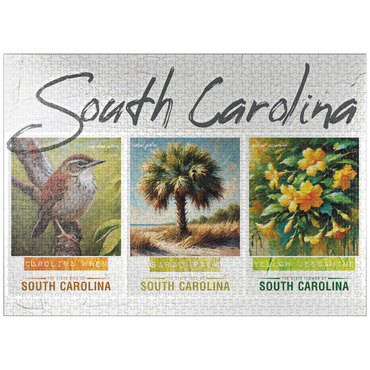 puzzleplate South Carolina: Bird, Tree, Flower- State Symbols Collage Series 1000 Jigsaw Puzzle