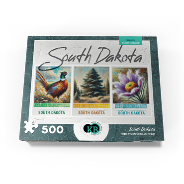 South Dakota: Bird, Tree, Flower- State Symbols Collage Series 500 Jigsaw Puzzle box view3
