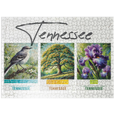 puzzleplate Tennessee: Bird, Tree, Flower- State Symbols Collage Series 500 Jigsaw Puzzle