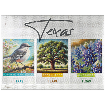 puzzleplate Texas: Bird, Tree, Flower- State Symbols Collage Series 1000 Jigsaw Puzzle