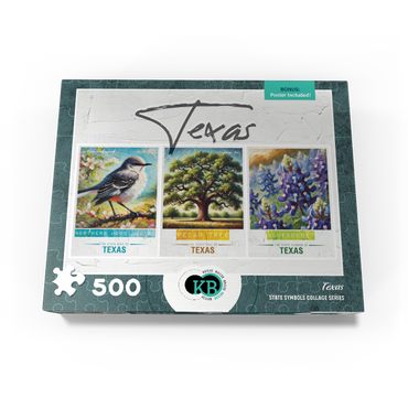Texas: Bird, Tree, Flower- State Symbols Collage Series 500 Jigsaw Puzzle box view3
