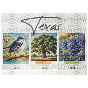 puzzleplate Texas: Bird, Tree, Flower- State Symbols Collage Series 500 Jigsaw Puzzle