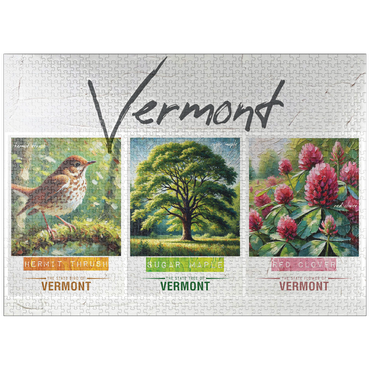 puzzleplate Vermont: Bird, Tree, Flower- State Symbols Collage Series 1000 Jigsaw Puzzle