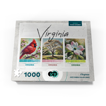Virginia: Bird, Tree, Flower- State Symbols Collage Series 1000 Jigsaw Puzzle box view3
