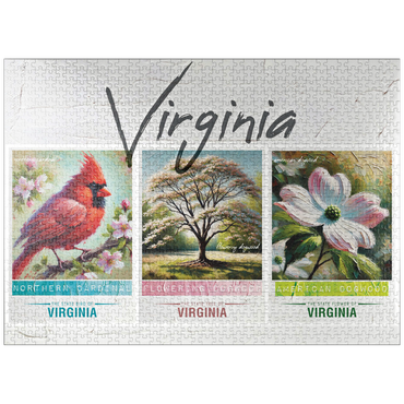 puzzleplate Virginia: Bird, Tree, Flower- State Symbols Collage Series 1000 Jigsaw Puzzle